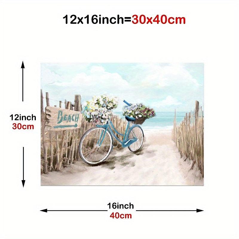 Modern Coastal Seaside Bicycle Canvas Print