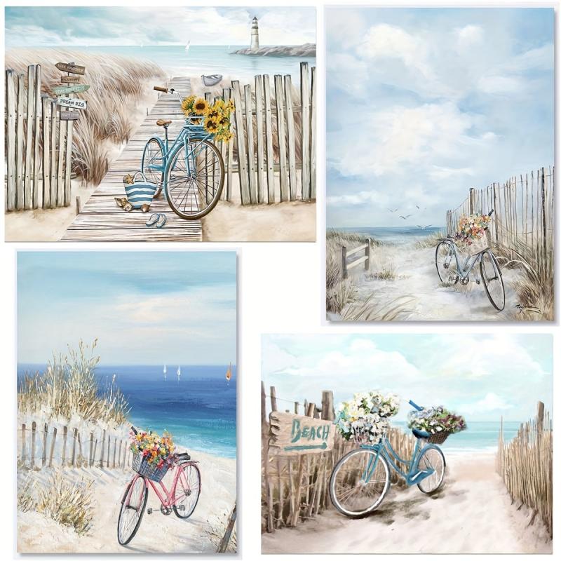 Modern Coastal Seaside Bicycle Canvas Print