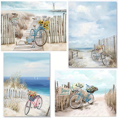 Modern Coastal Seaside Bicycle Canvas Print