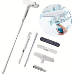 Long Handle Window Squeegee Cleaning Tool With Rubber Blade And Sponge Head