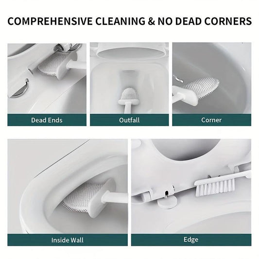 2 Toilet Brushes & 1 Holder Wall Mounted Toilet Brush And Holder Set