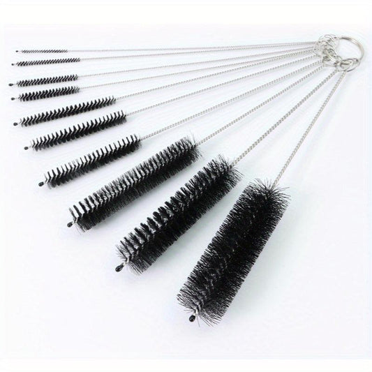 10pcs Stainless Tube Cleaner Brushes Soft Hair Nylon Bottle Fish Tank Pipe Brush