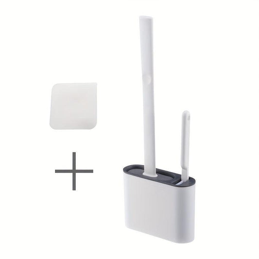 Wall Mounted Toilet Brush Set, Long Handle, Small Brush, Flexible Cleaning