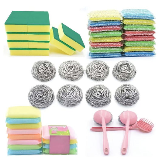 19pcs Kitchen Cleaning Set Stainless Steel Wire Ball Dishwashing Sponge