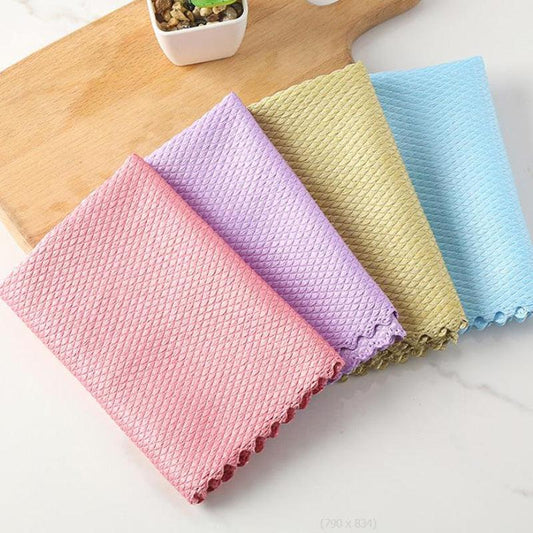 Fish Scale Glass Cleaning Cloth 9.8x9.8in Absorbent and Polishing