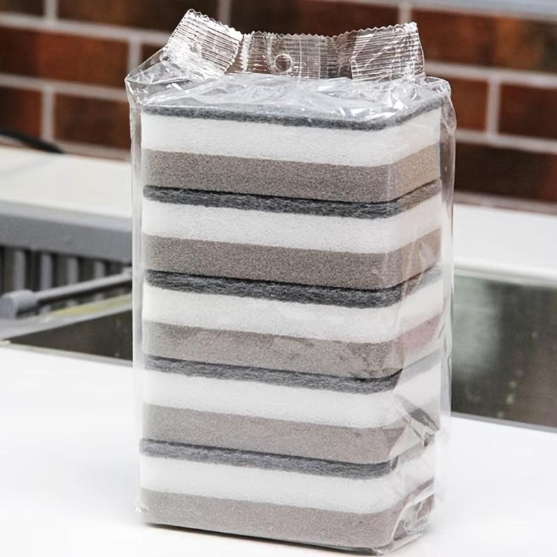 5pcs Decontamination Dishwashing Sponge Double Sided Cleaning Brush for Kitchen