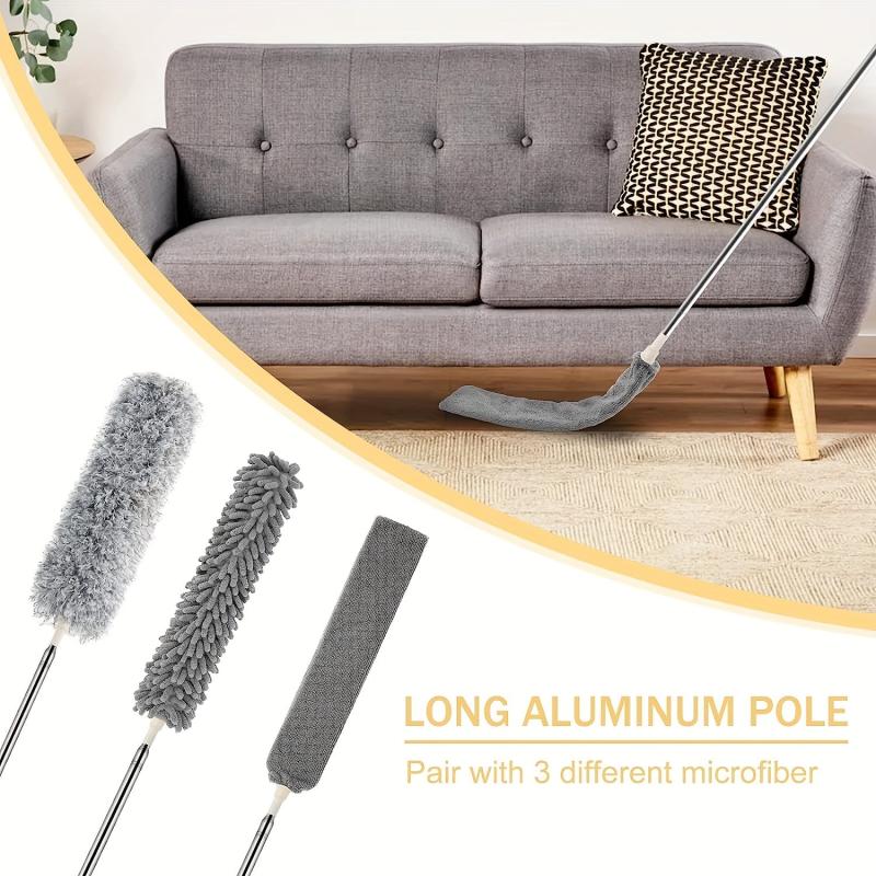 Microfiber Feather Duster with Extension Rod Stainless Steel Handle