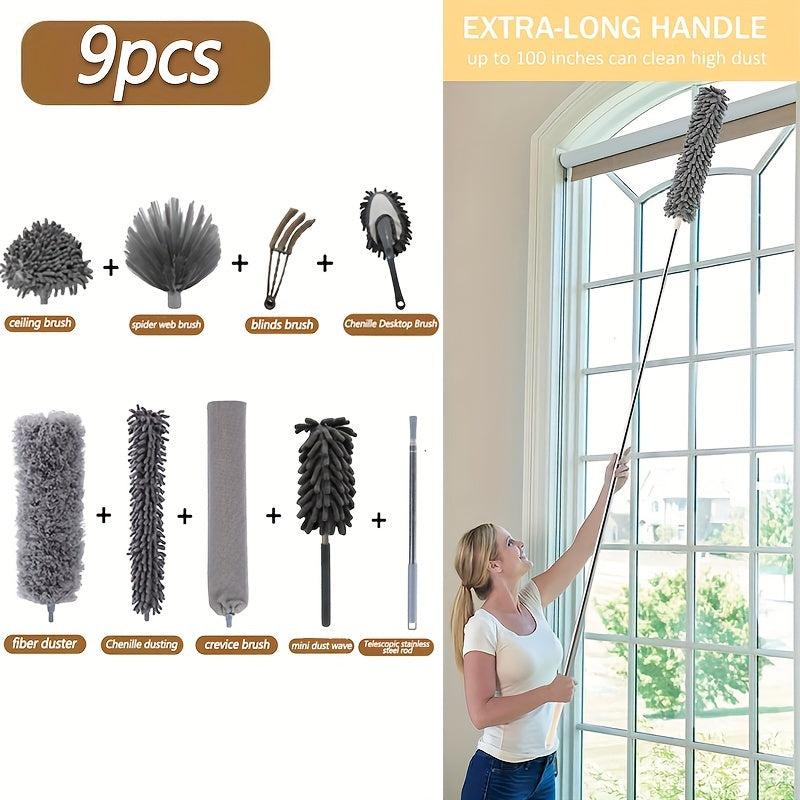 Microfiber Feather Duster with Extension Rod Stainless Steel Handle