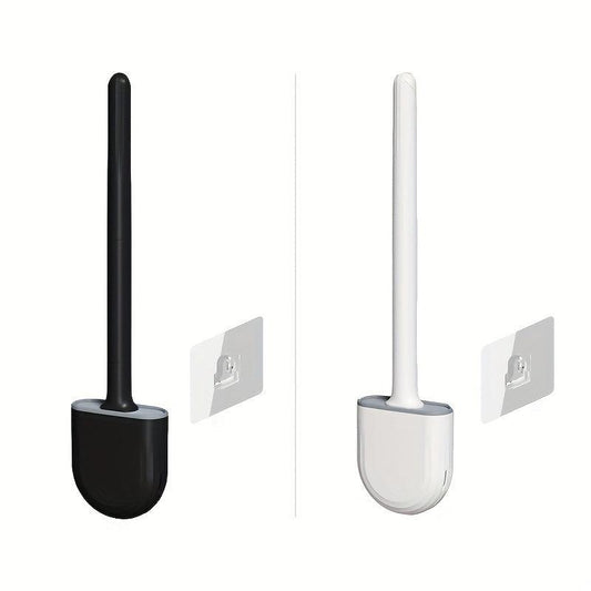 Silicone Toilet Brush With Long Handle Wall Mounted Holder