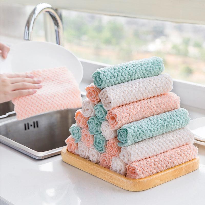 5pcs Multifunctional Cleaning Towels Durable Absorbent Kitchen Bathroom Towels