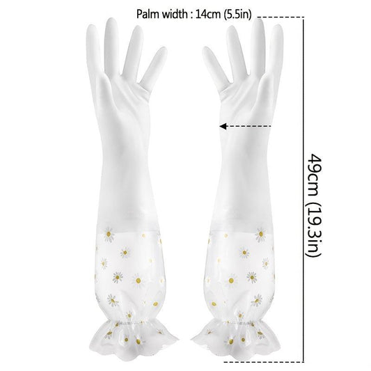 1 Pair Household Gloves Dishwashing Kitchen Laundry Long Waterproof Gloves