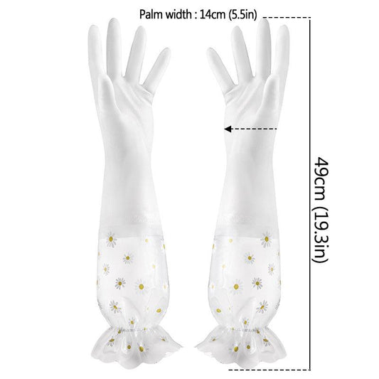 1 Pair Household Gloves Dishwashing Kitchen Laundry Long Waterproof Gloves