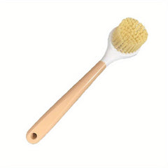 Bamboo Handle Dish Brush Scrubber with Scraper, Kitchen Sink Cleaning