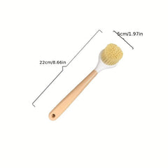 Bamboo Handle Dish Brush Scrubber with Scraper, Kitchen Sink Cleaning
