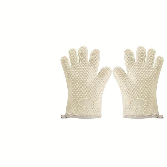 1pair Silicone Anti-scalding Gloves Heat Resistant Kitchen Baking Gloves