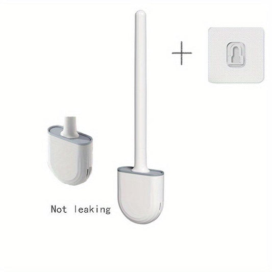 Toilet Brush & Holder Set Wall Mounted Flexible Long Handle Bathroom Cleaning