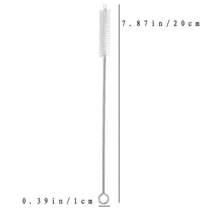 2pcs Stainless Steel Nylon Straw Brush Set Cleaning Supplies