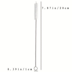 2pcs Stainless Steel Nylon Straw Brush Set Cleaning Supplies