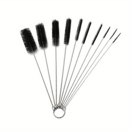 10pcs Stainless Steel Bottle Brushes Reusable Straw Cleaning Brush
