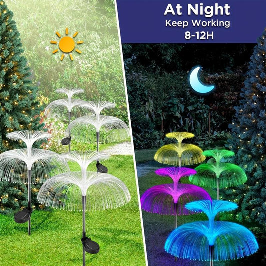 3pcs Solar Flower Lights Outdoor Garden Double Layer Jellyfish Solar Yard Lights