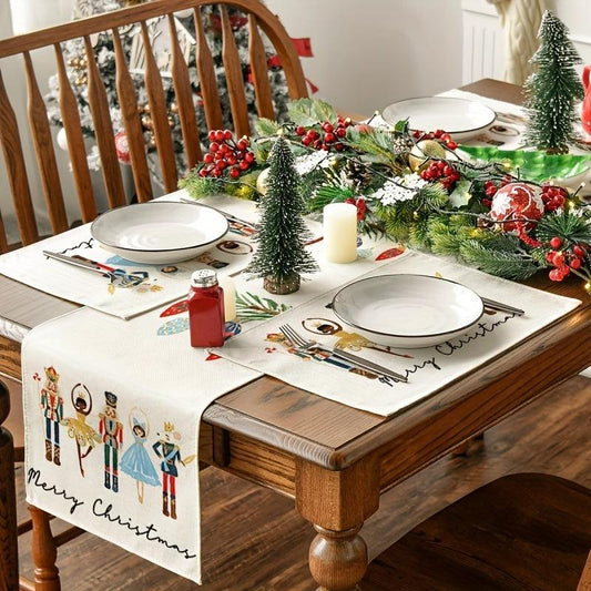 4pcs Nutcrackers Xmas Balls Merry Christmas Placemats Set 30 48x45 72 Cm