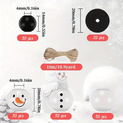 Christmas Snowman Wooden Beads Jute Rope, Holiday DIY Party Home Decor