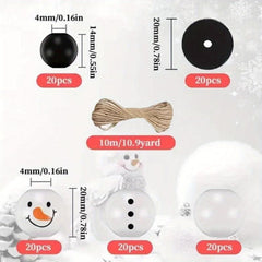 Christmas Snowman Wooden Beads Jute Rope, Holiday DIY Party Home Decor