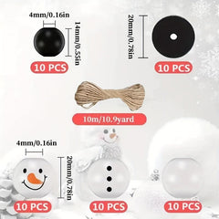 Christmas Snowman Wooden Beads Jute Rope, Holiday DIY Party Home Decor