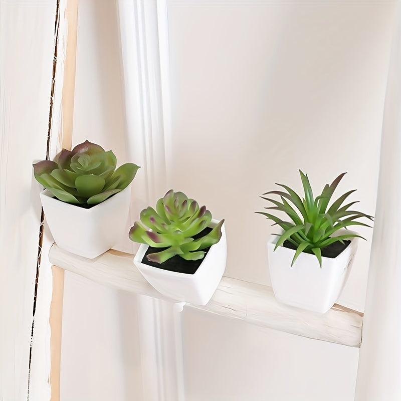 3pcs Artificial Succulents Potted Plants Home Living Room Bedroom Decor