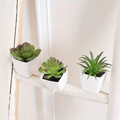 3pcs Artificial Succulents Potted Plants Home Living Room Bedroom Decor