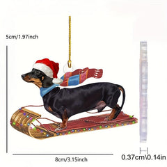 Festive Christmas Dachshunds Car Backpack Hanging Decorations