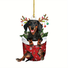 Festive Christmas Dachshunds Car Backpack Hanging Decorations