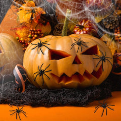 100pcs Halloween Spooky Plastic Spiders Scary Toy Kids Party Decor