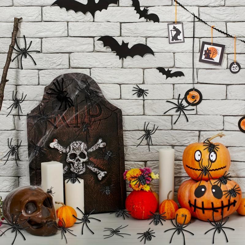 100pcs Halloween Spooky Plastic Spiders Scary Toy Kids Party Decor