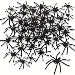100pcs Halloween Spooky Plastic Spiders Scary Toy Kids Party Decor