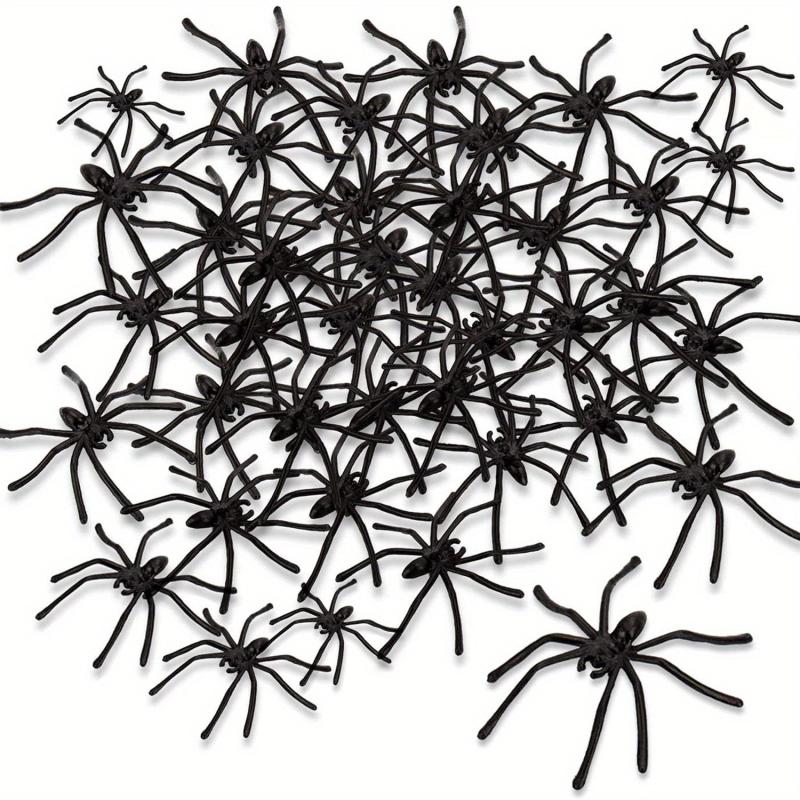 100pcs Halloween Spooky Plastic Spiders Scary Toy Kids Party Decor