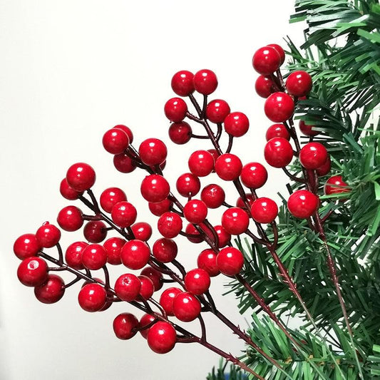 5pcs Artificial Red Berry Cherry Christmas Tree Family Holiday Decoration