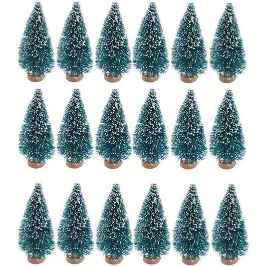24pcs Mini Christmas Sisal Snow Frost Tree with Wooden Bottling Brush