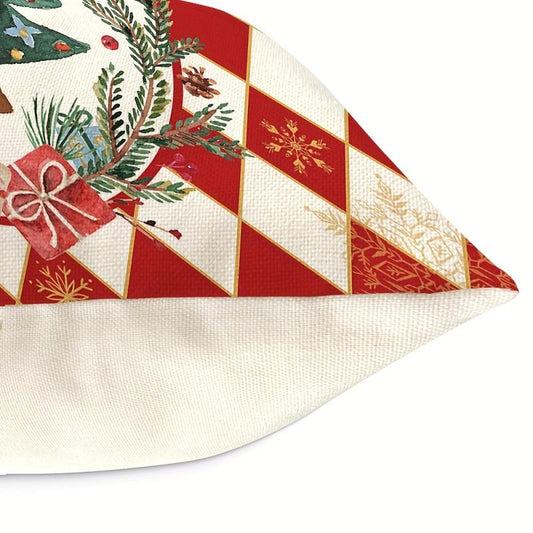 Red Santa Claus Christmas Tree Throw Pillow Cover 17.7 Inch