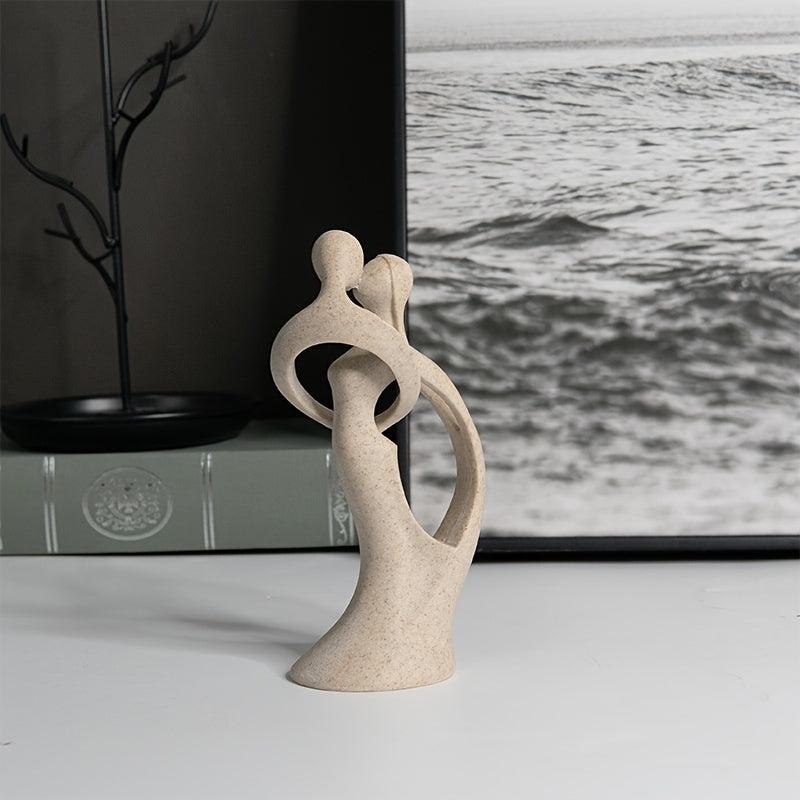 Sandstone Resin Lover Figurine Abstract Art Couple Statue Gift Home Decor