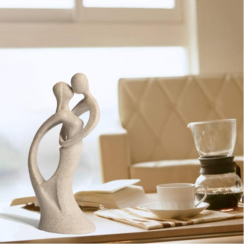 Sandstone Resin Lover Figurine Abstract Art Couple Statue Gift Home Decor