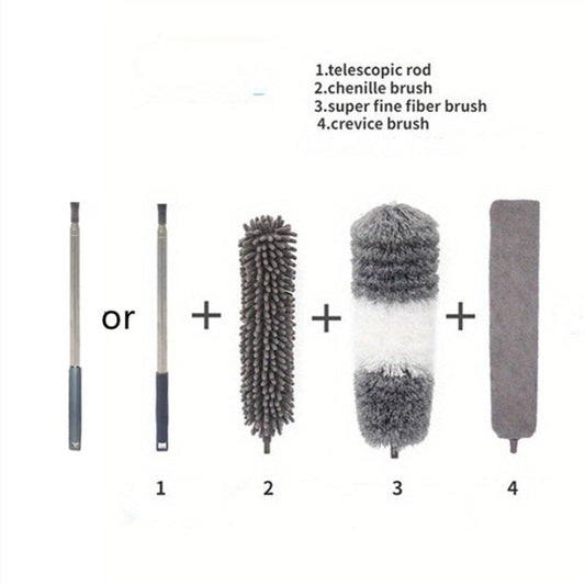 Telescopic Cleaning Duster Brush Long Crevice Microfiber Bendable Dust Remover