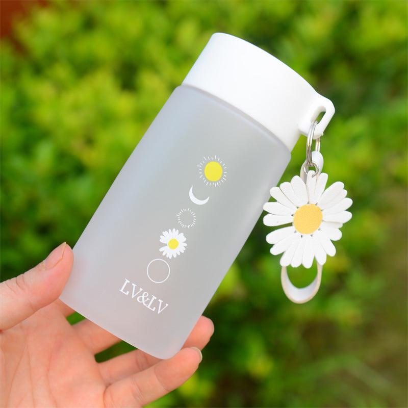 Daisy Water Bottle Plastic Flowers Pattern Indoor Outdoor Water Cup 500ml