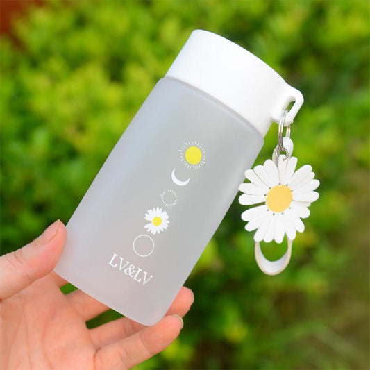 Daisy Water Bottle Plastic Flowers Pattern Indoor Outdoor Water Cup 500ml