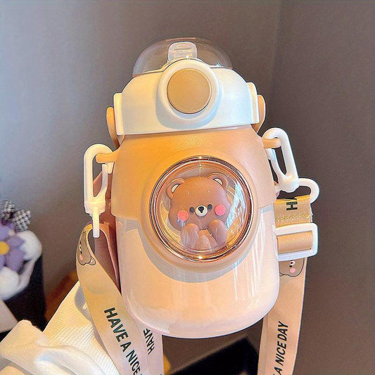 700ML Cartoon Insulation Bottle Stainless Steel Straw