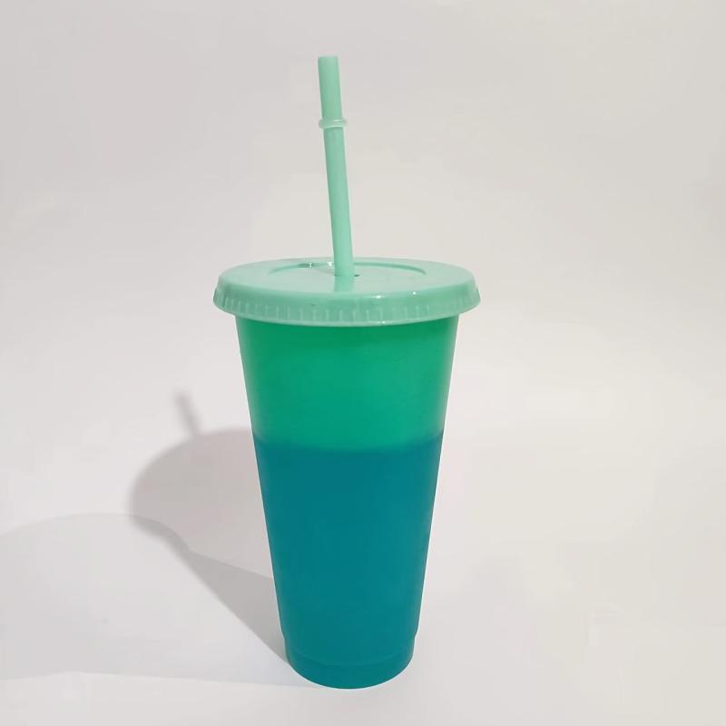Temperature Sensitive Tumbler With Lid And Straw