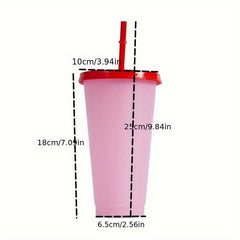 Temperature Sensitive Tumbler With Lid And Straw
