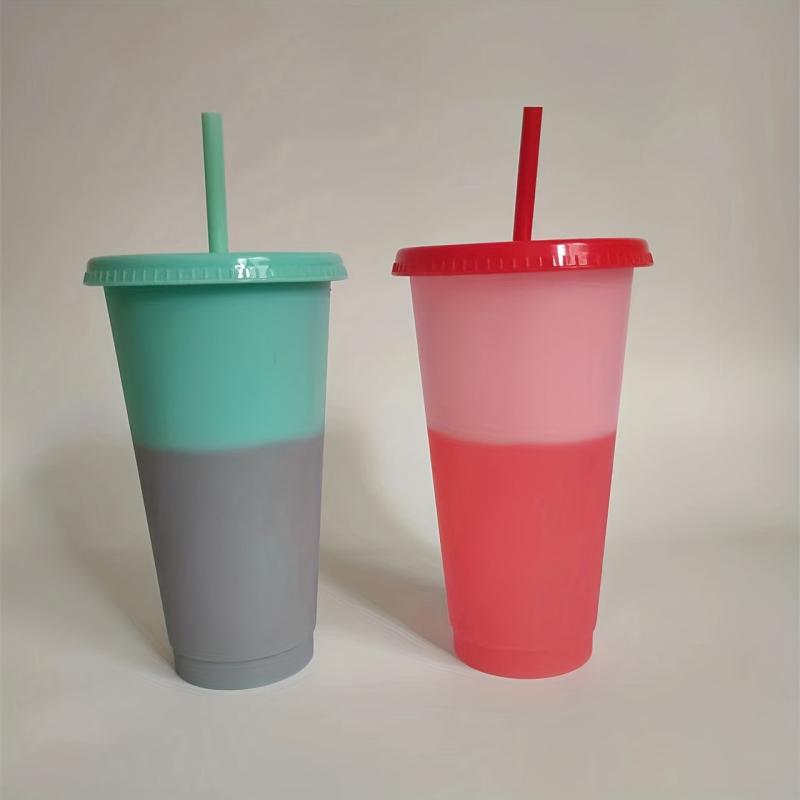 Temperature Sensitive Tumbler With Lid And Straw