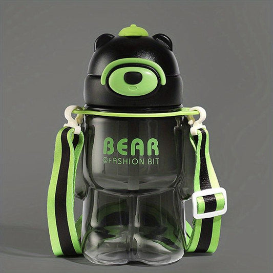 Cute Bear Water Bottle 27.05oz With Straw, Portable Drinking Cup
