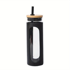 20oz Glass Water Tumbler with Straw and Sleeve Bamboo Lid Reusable Cup
